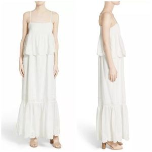 Joie XS X-Small White Rey Tiered Maxi Dress